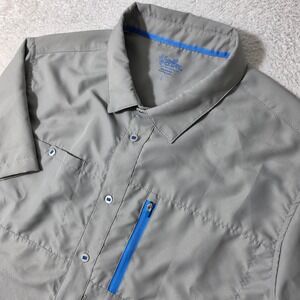 UV Skinz Button Down Men L Gray UPF 50+ Sunwear Short Sleeve Fishing Shirt